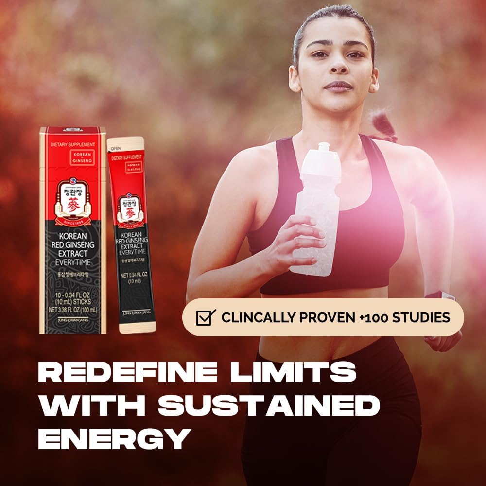 3000mg Korean Red Ginseng Extract Everytime Capsules - Sugar Free Energy Supplement for Stamina - 30 Count