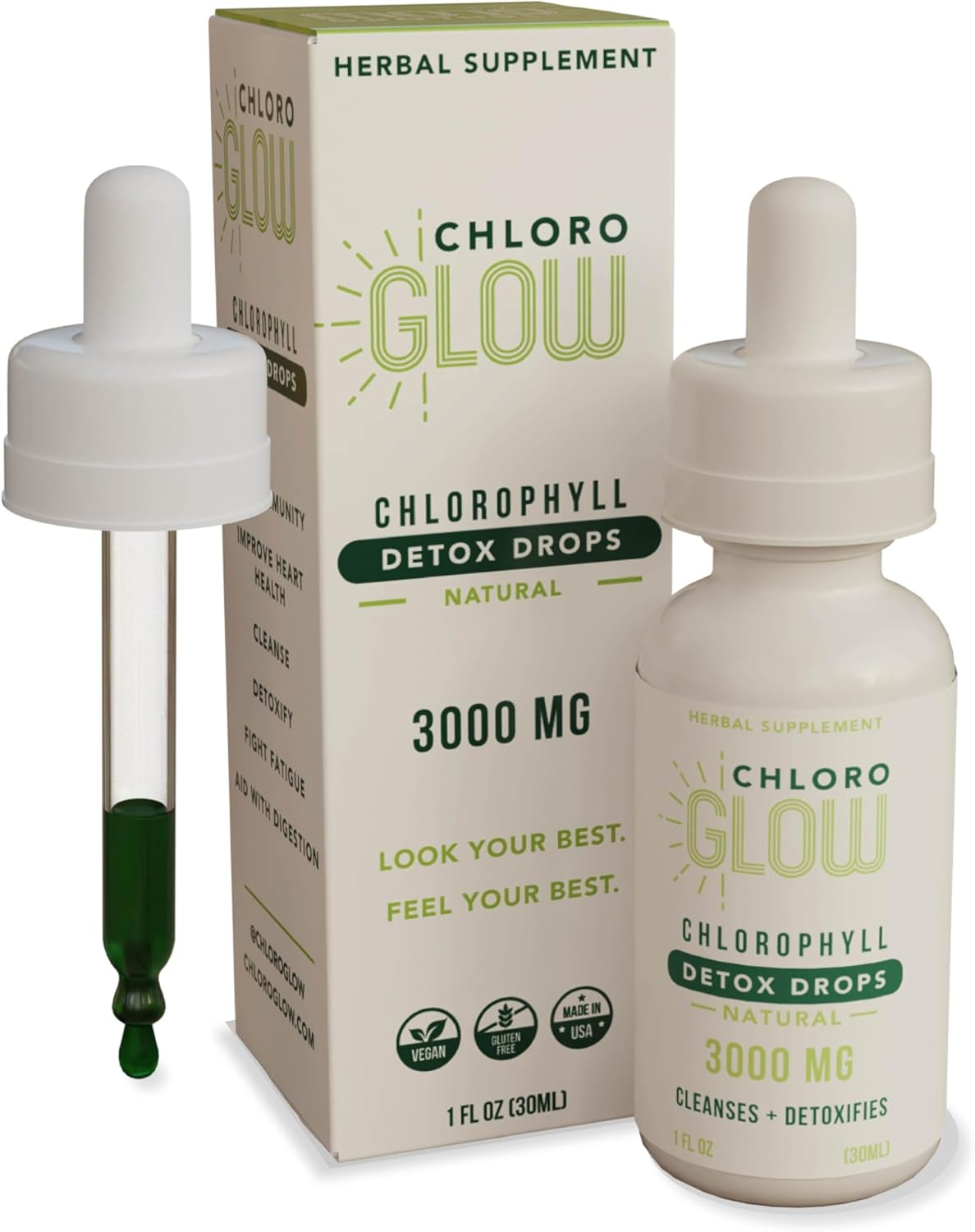 3000mg Liquid Chlorophyll Drops | Energy Boost, Metabolism & Immune Support | Natural Detox & Deodorizer | Altitude Sickness Prevention | 30ml (1 Pack)
