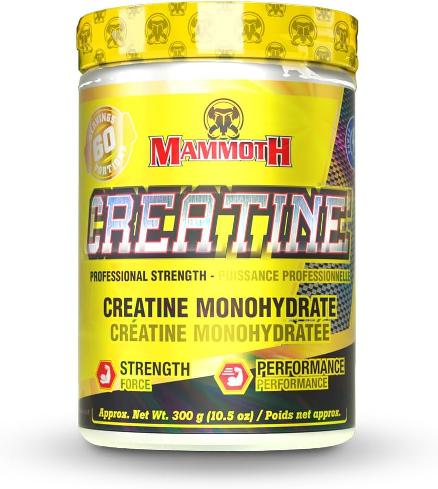 300g Mammoth Creatine Monohydrate Powder for Muscle Growth and Strength - Pure Micronized Formula for Endurance and Power