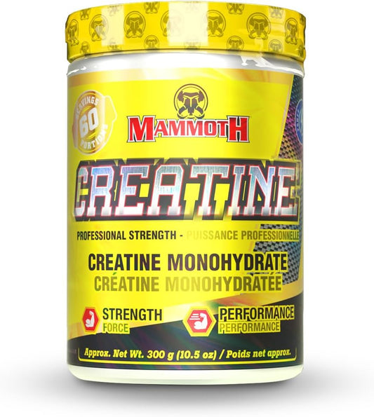 300g Mammoth Creatine Monohydrate Powder for Muscle Growth and Strength - Pure Micronized Formula for Endurance and Power
