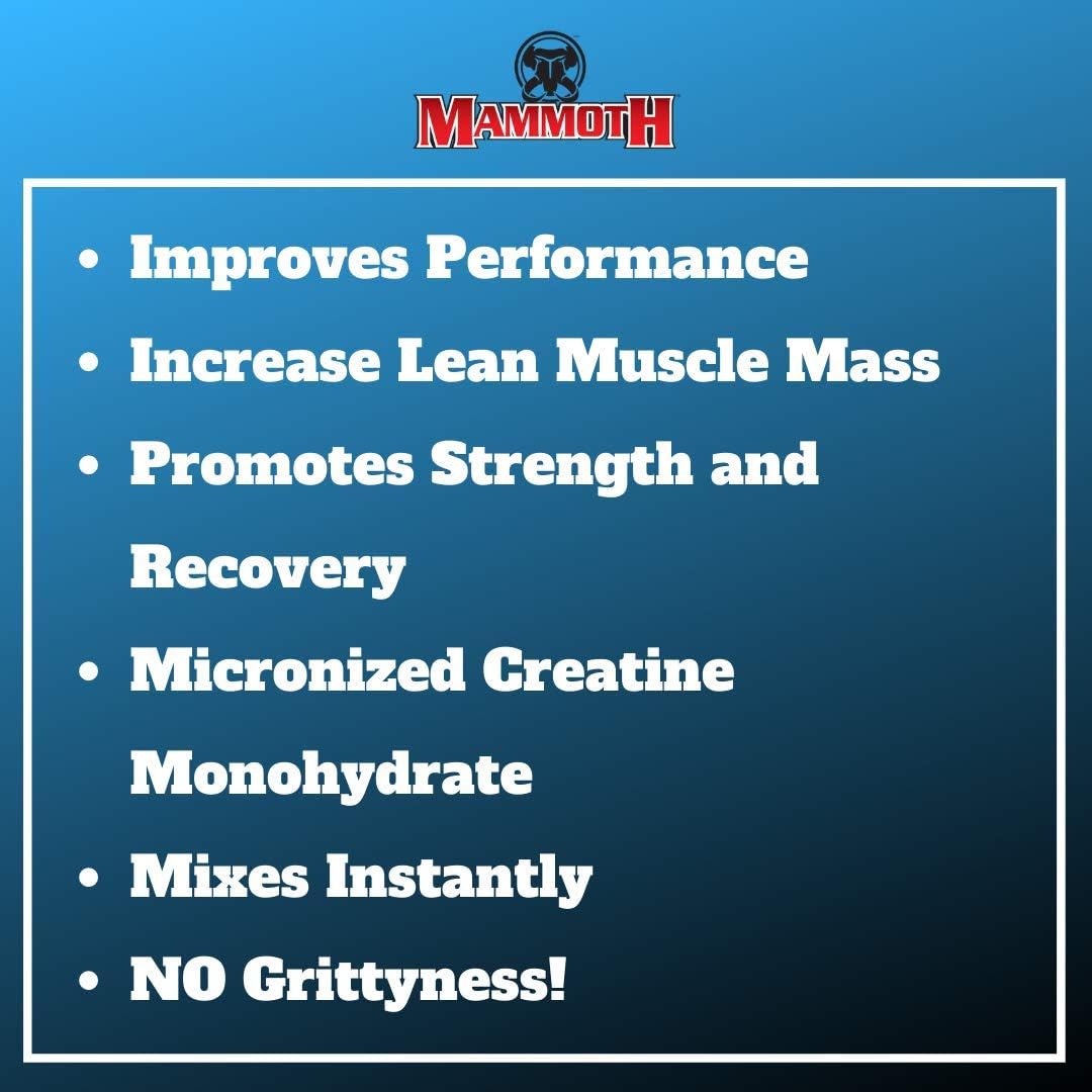 300g Mammoth Creatine Monohydrate Powder for Muscle Growth and Strength - Pure Micronized Formula for Endurance and Power