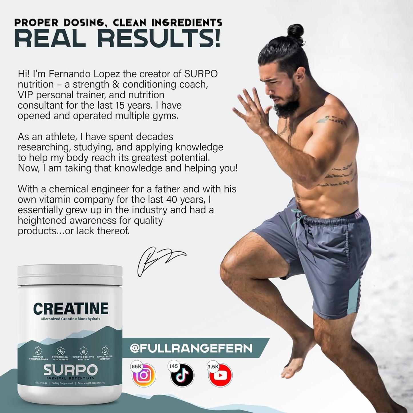 300g Micronized Creatine Monohydrate Powder - 60 Servings, Pure & Unflavored | Gluten Free & Non GMO Workout Supplement for Muscle Recovery & Growth