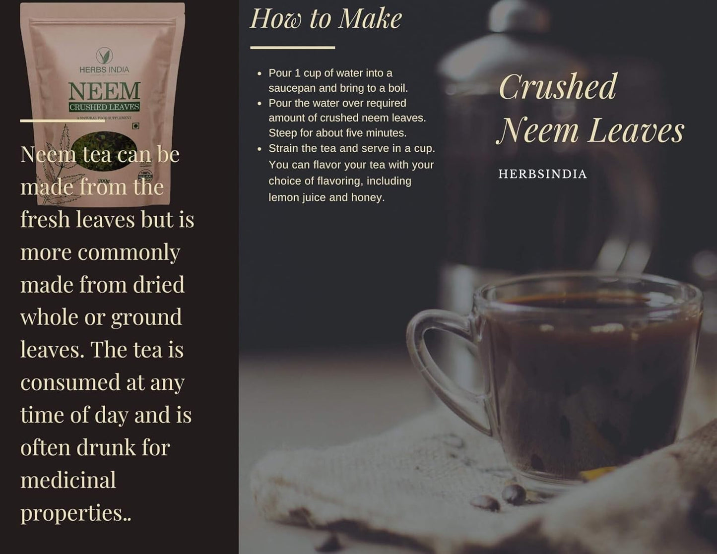 300g Neem Leaves Crushed - Ideal for Fresh Neem Leaf Tea - Herbal Supplements from India - BoostGo Australia
