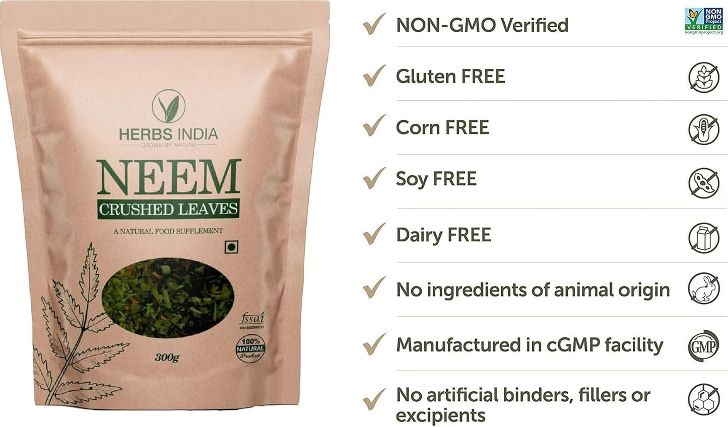 300g Neem Leaves Crushed - Ideal for Fresh Neem Leaf Tea - Herbal Supplements from India - BoostGo Australia
