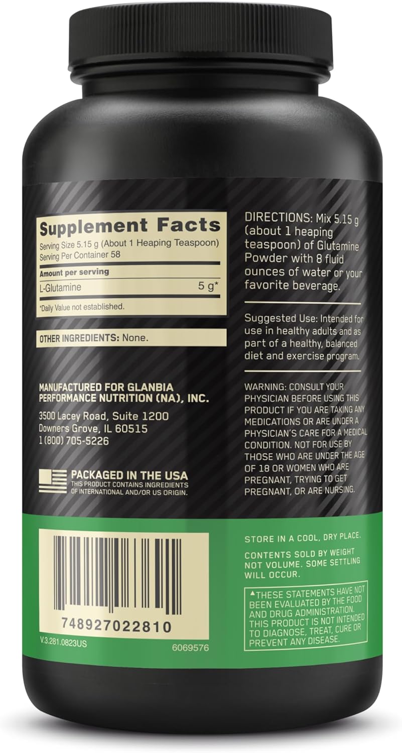 300g Optimum Nutrition L-Glutamine Powder for Muscle Recovery - Unflavored, 58 Servings