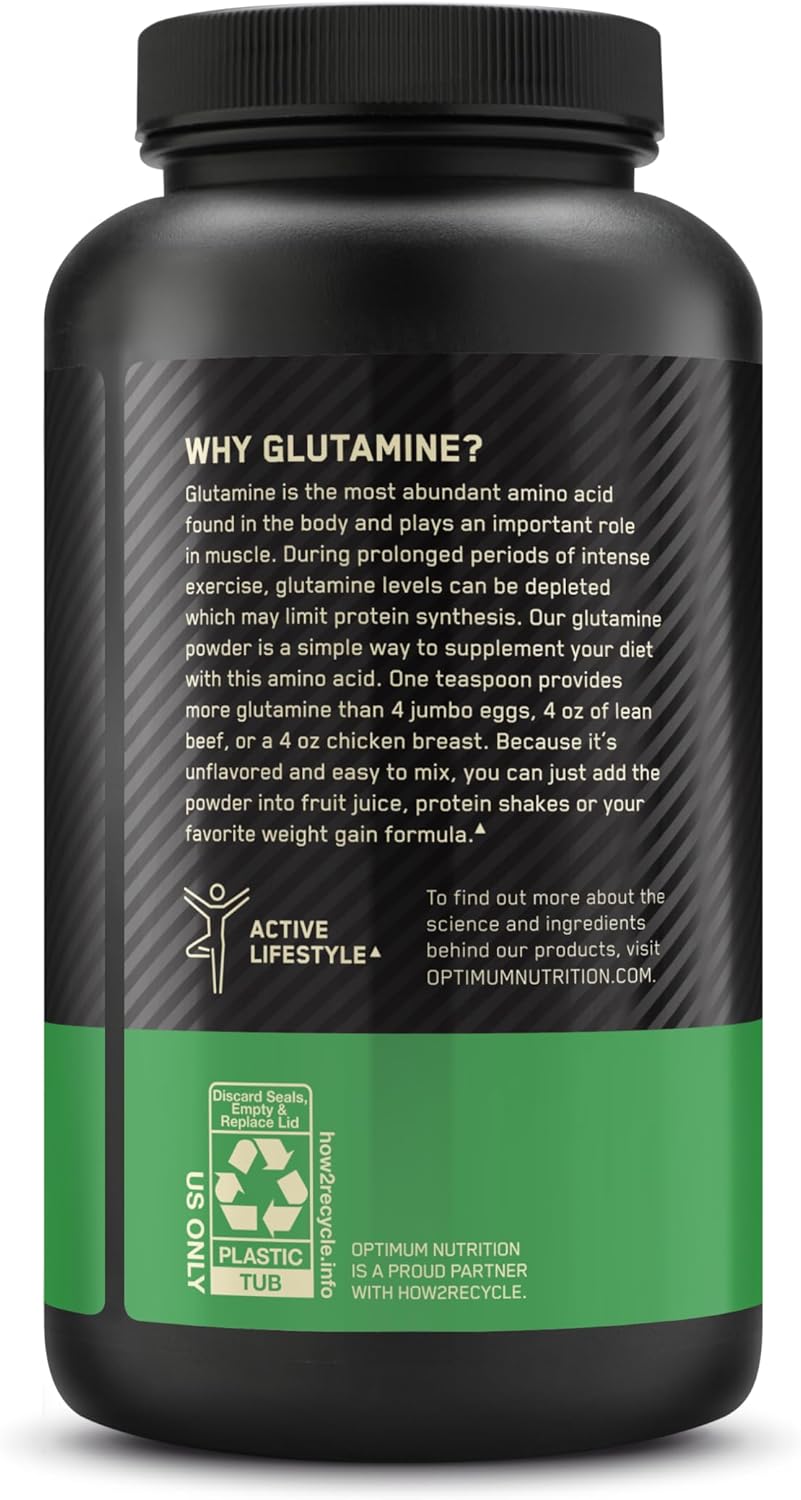 300g Optimum Nutrition L-Glutamine Powder for Muscle Recovery - Unflavored, 58 Servings