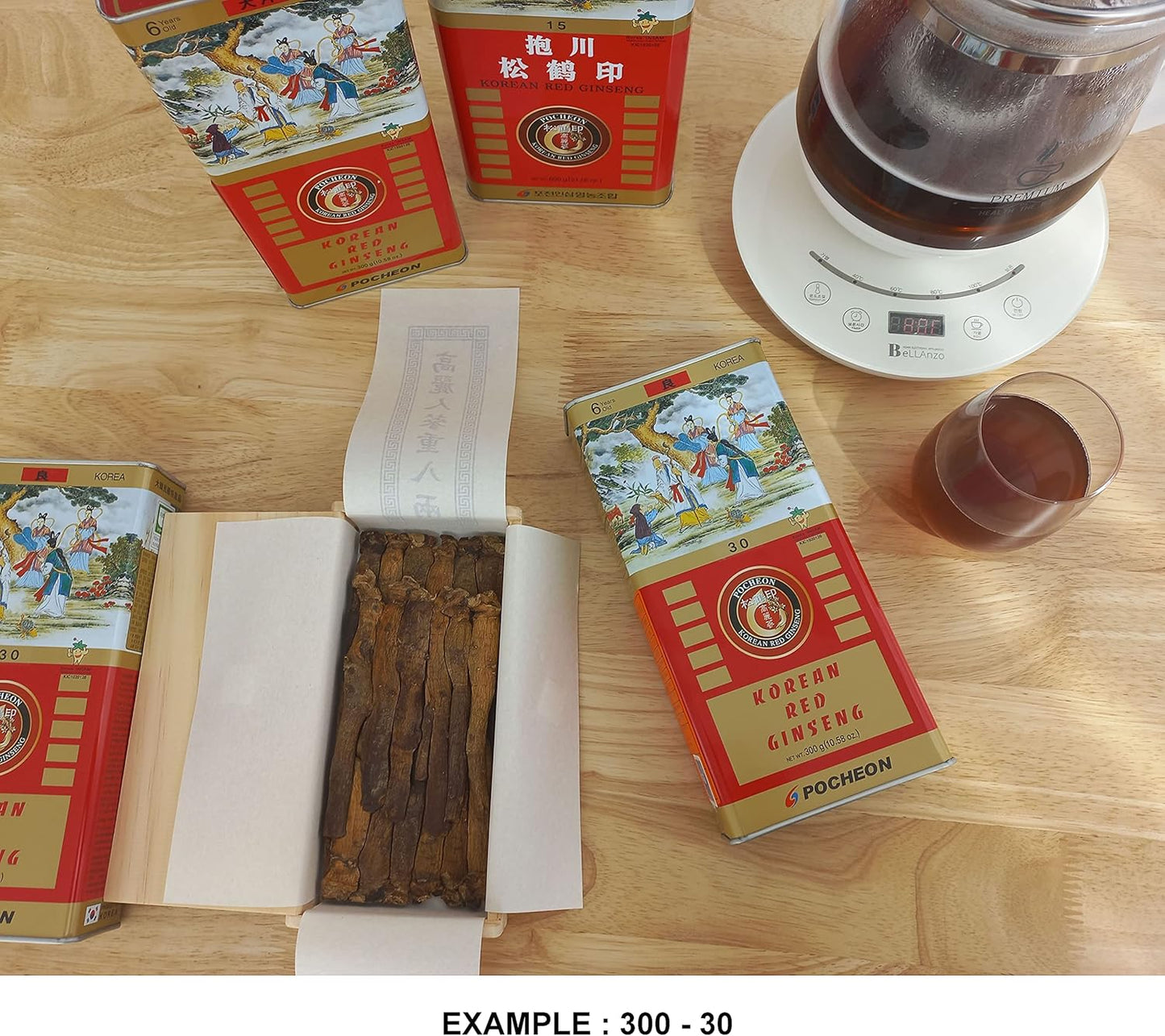 300g Pocheon Korean Red Ginseng Canned Dried Panax 6 Years 24 Roots Grade A 300-40