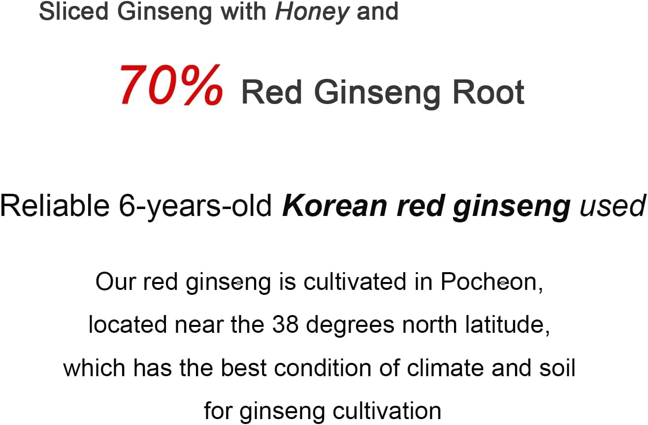 300g Pocheon Korean Red Ginseng Slices with Honey for Natural Immune Support - 6-Year Panax Red Ginseng Slice with Saponin