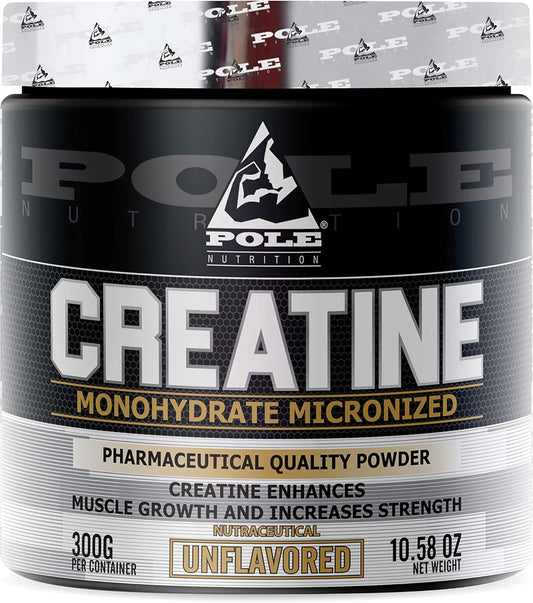 300g Pole Nutrition Creatine Monohydrate Micronized Powder - 120 Servings for Strength, Muscle Growth & Performance