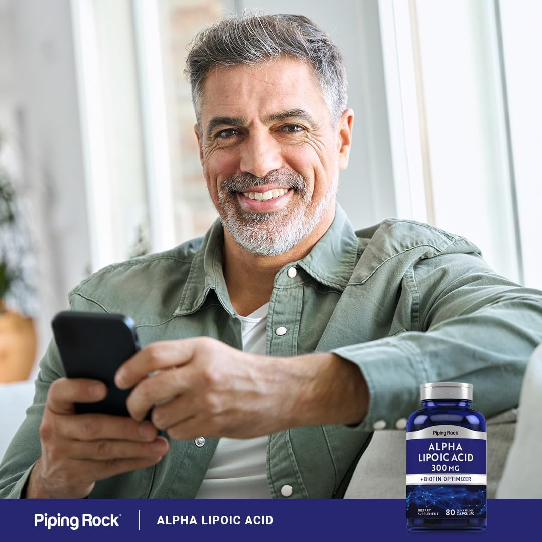 300mg Alpha Lipoic Acid with Biotin Optimizer | 80 Capsules, Non-GMO, Gluten Free