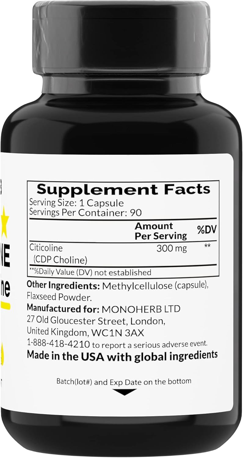 300mg Citicoline CDP Choline - 90 Vegetarian Capsules by MONOHERB
