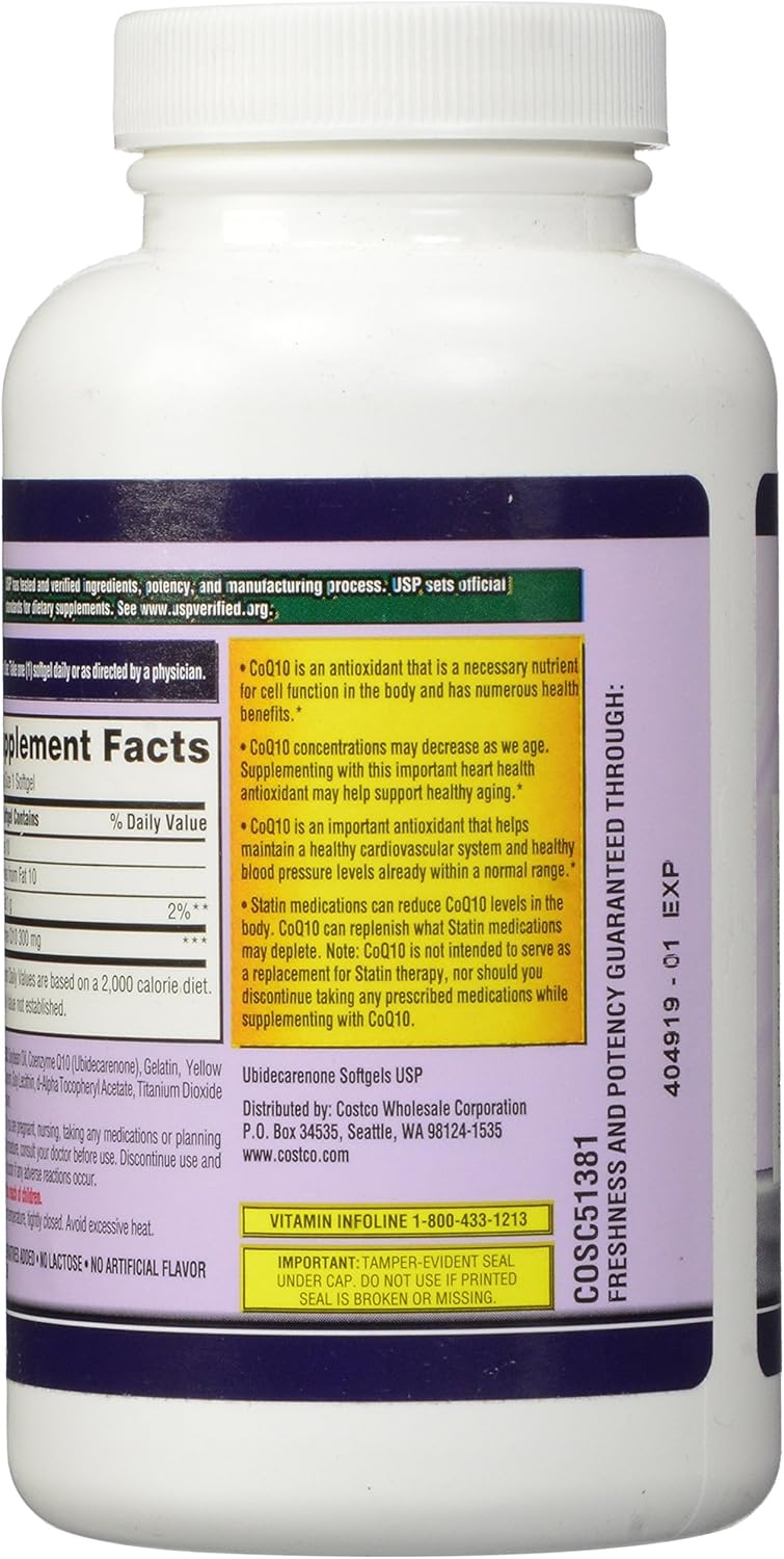 300mg Kirkland Signature COQ10 Softgels - 100 Count - 6.4 Ounce Bottle