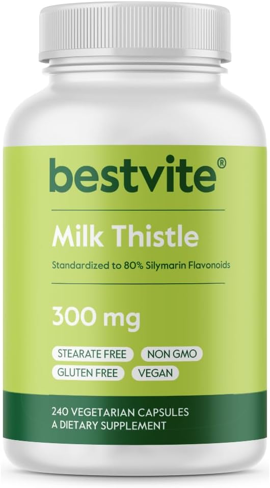 300mg Milk Thistle Capsules (240 Vegetarian) - 80% Silymarin Flavonoids - Vegan, Non-GMO, Gluten-Free - No Stearates - BoostGo Australia