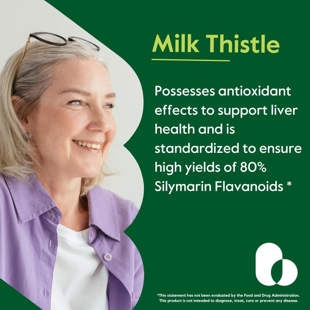 300mg Milk Thistle Capsules (240 Vegetarian) - 80% Silymarin Flavonoids - Vegan, Non-GMO, Gluten-Free - No Stearates - BoostGo Australia