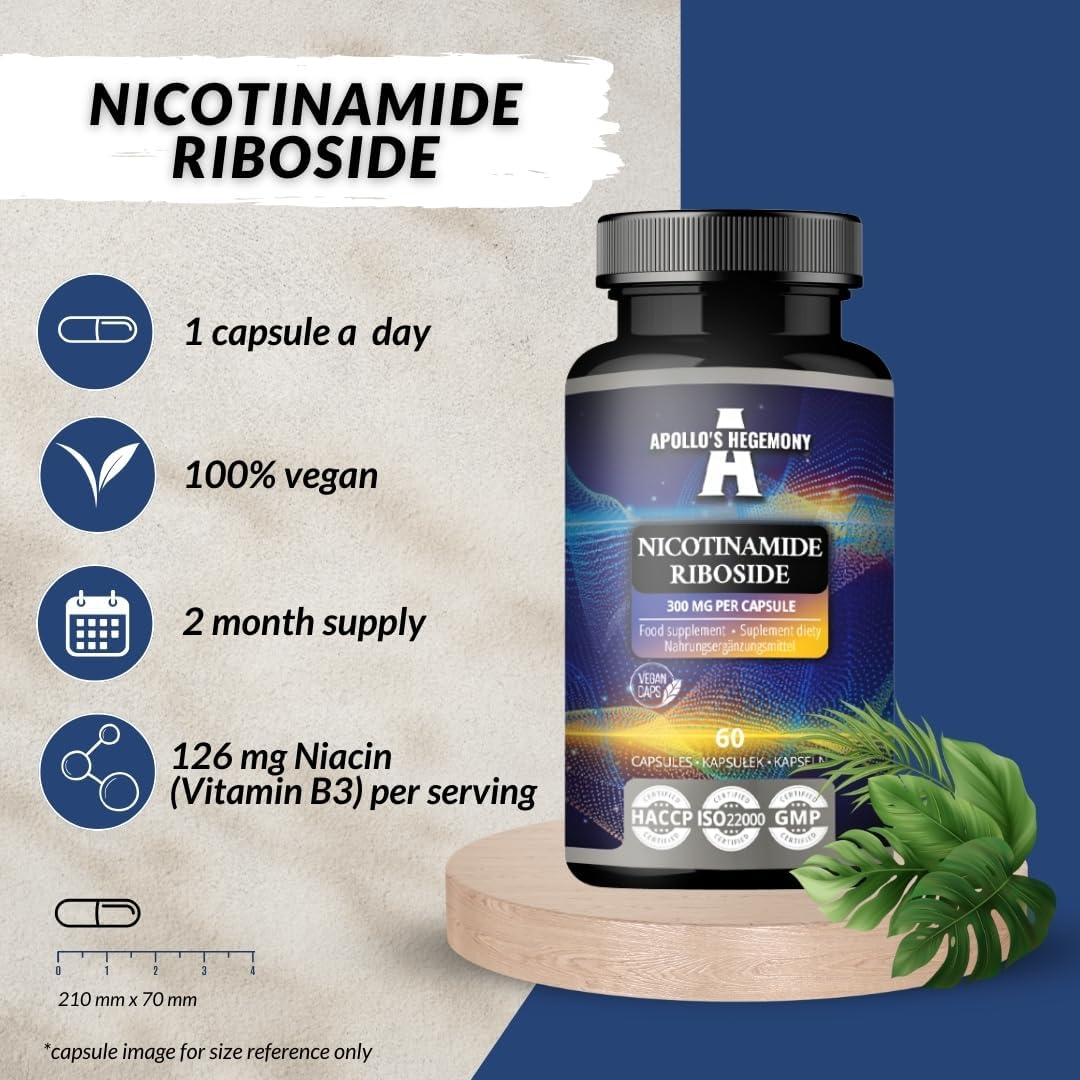300mg Nicotinamide Riboside (NR) - 60 Vegan Capsules - Energy & Metabolism Support - NAD+ Precursor - Vitamin B3 Supplement