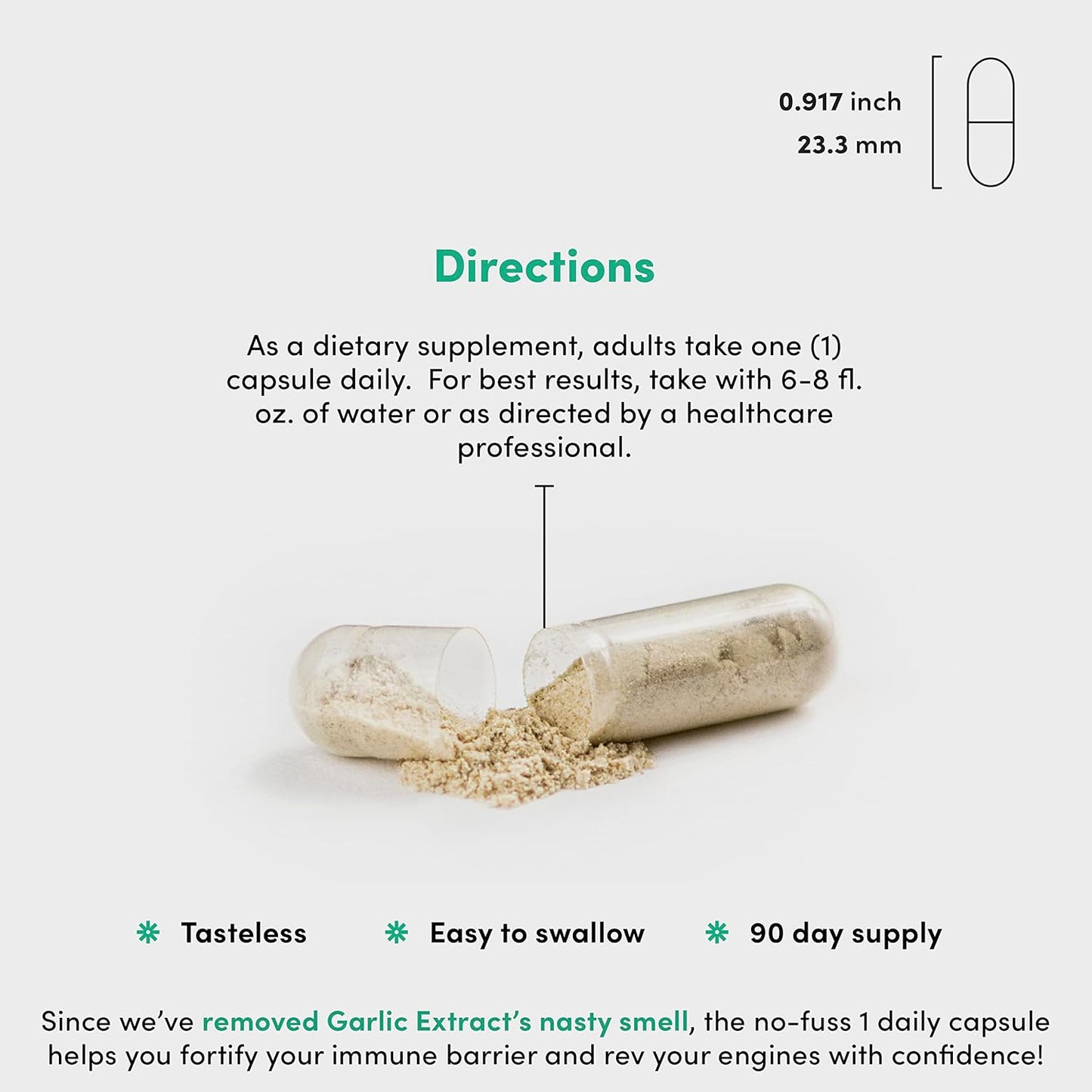 300mg Odorless Garlic Extract Capsules - Allicin-Rich Herbal Supplement for Heart, Liver, Immune Support - Non-GMO, Gluten-Free, Vegan - 90 Capsules