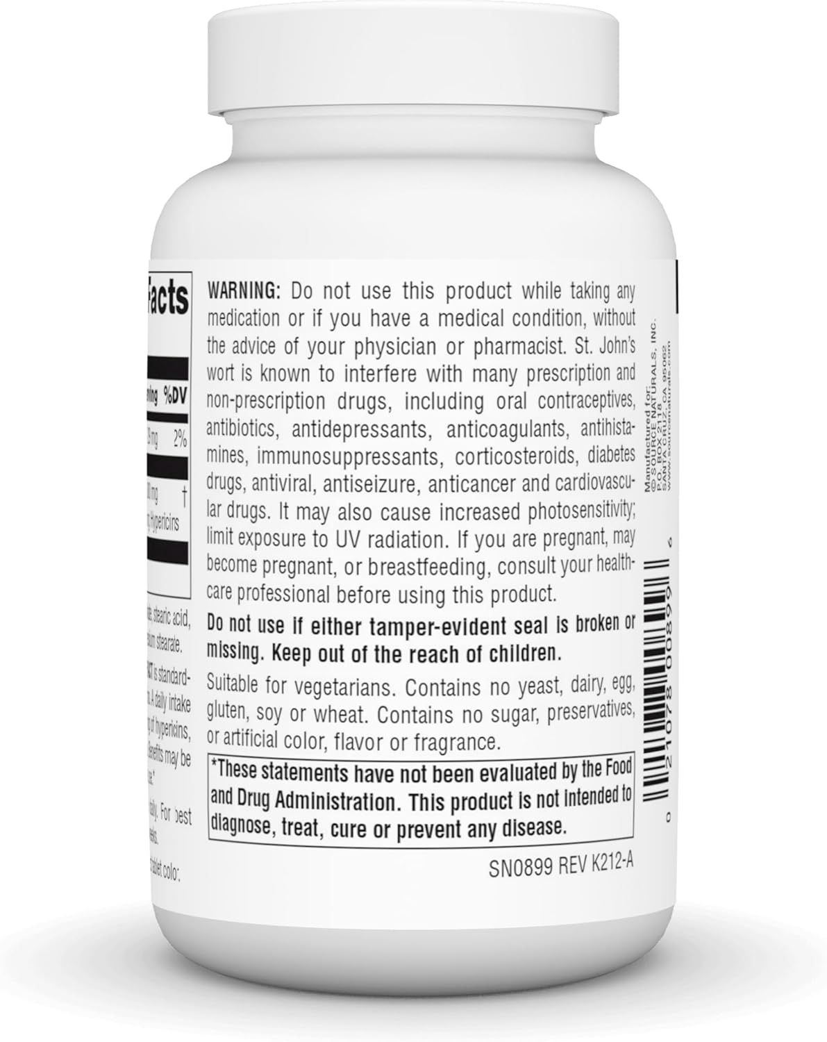 300mg St. Johns Wort Extract for Positive Mental Outlook - 240 Tablets by Source Naturals