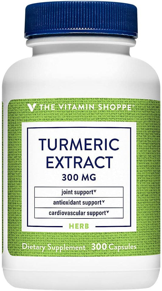300mg Turmeric Extract Capsules with 95% Curcumin for Cellular Health & Antioxidant Benefits - 300 Count