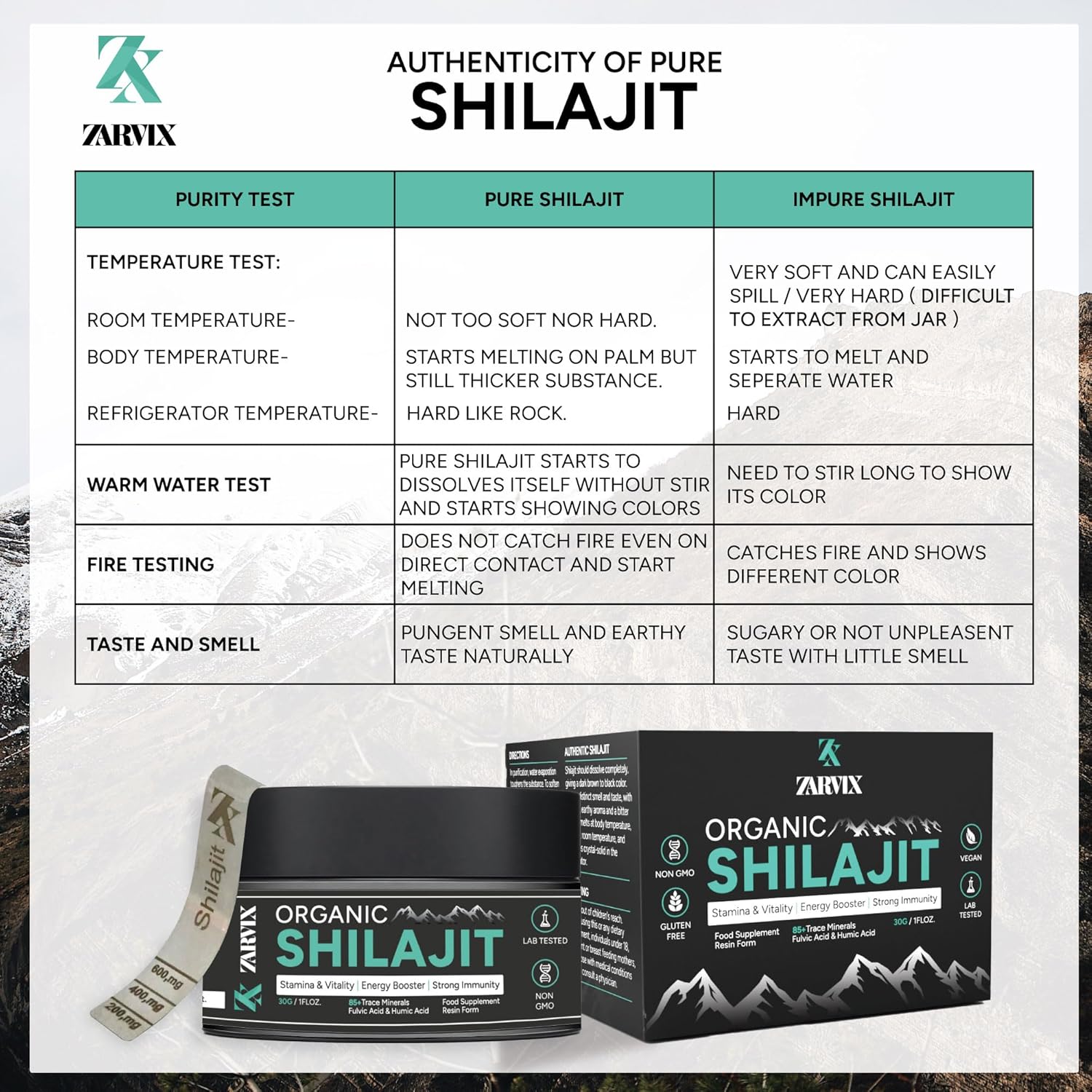 30g HURRIAJ Himalayan Shilajit Resin with Spoon - 3 Month Supply of Pure Gold Grade Shilajit for Men and Women - Energy Booster with Trace Minerals