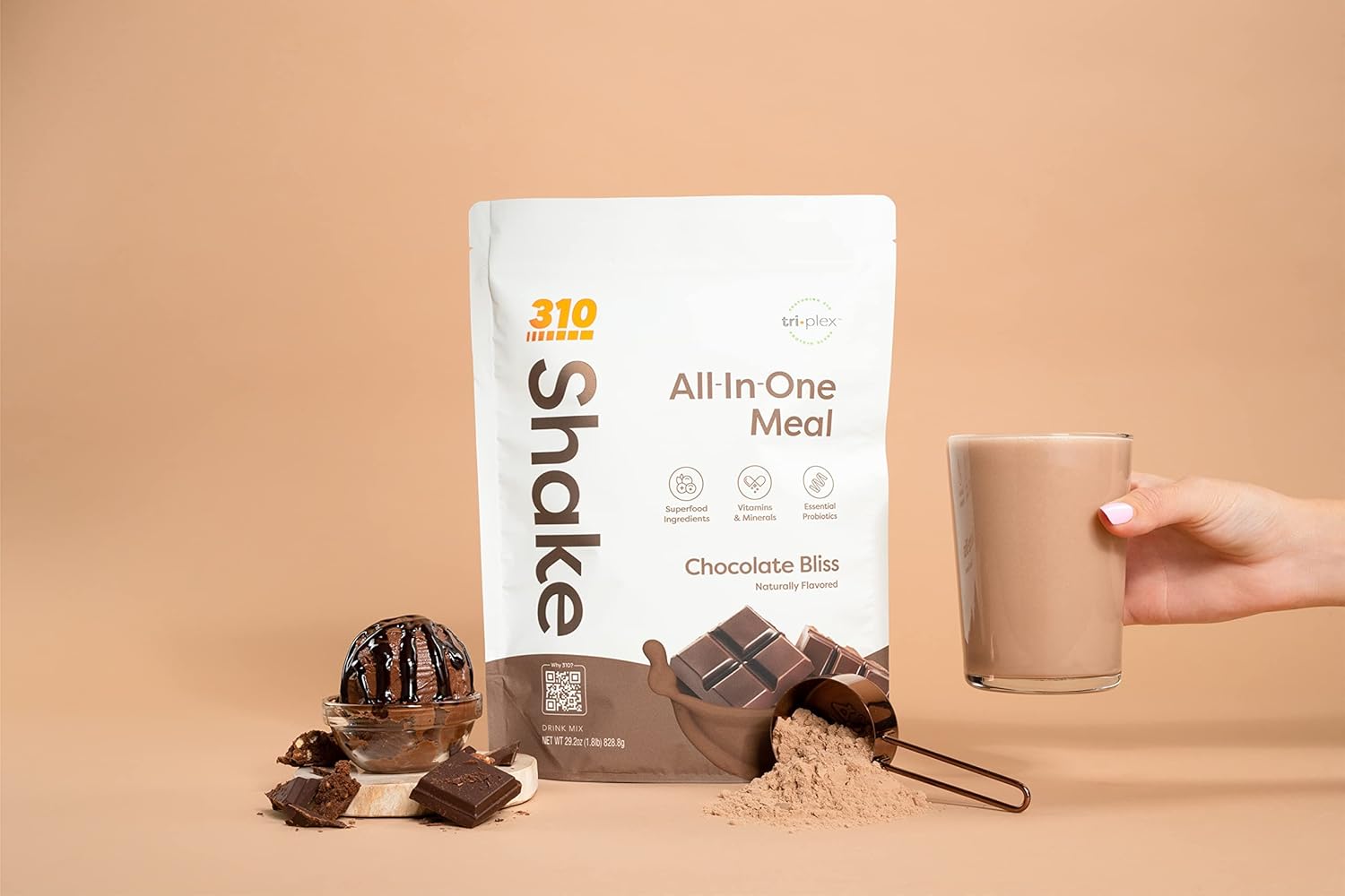 310 Nutrition All-In-One Meal Replacement Shake with Fiber Rich Vegan Superfood Blend - Natural Sweeteners - Low Carb, Keto, Paleo Friendly - Gluten Free - 26 Essential Vitamins & Minerals - Variety Pack - Chocolate Bliss