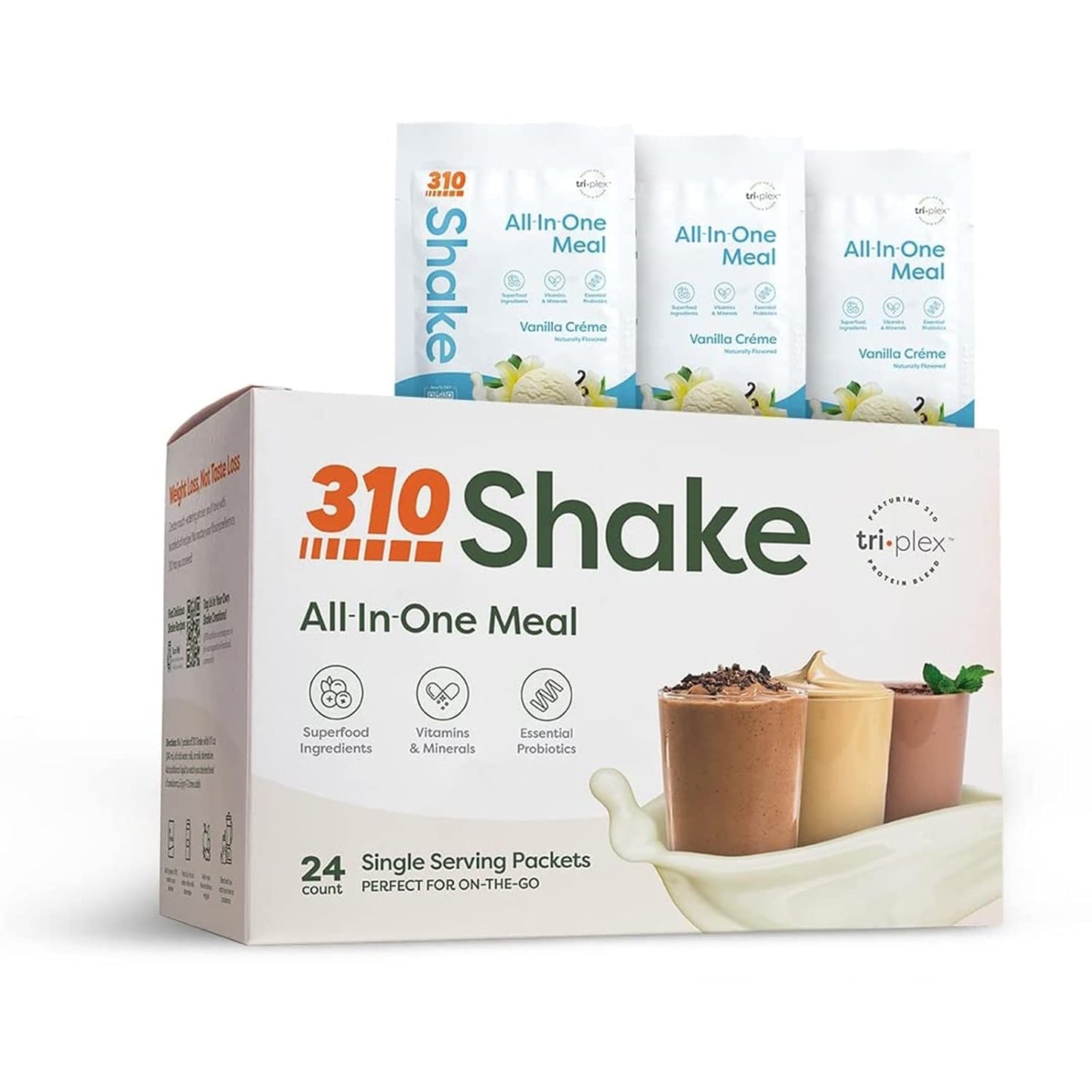 310 Nutrition Vanilla Crème Meal Replacement Shake with Fiber Rich Superfood Blend - Low Carb, Keto & Paleo Friendly - Gluten Free - 26 Vitamins & Minerals - Variety Pack