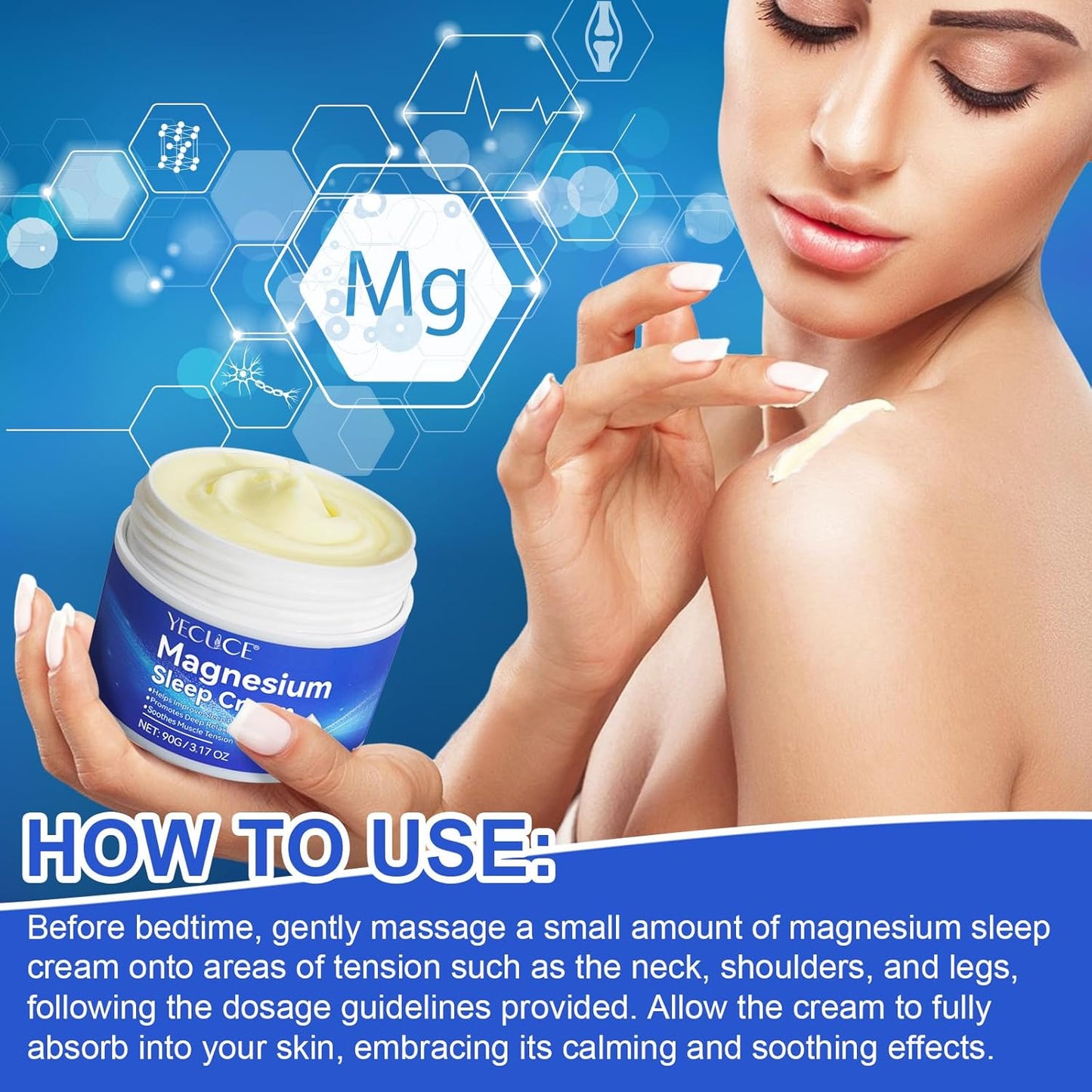 3.17 OZ Lemaymay Magnesium Oil Lotion Cream for Feet - Genuine Zechstein Topical Magnesium Chloride - Relieves Muscle Tension