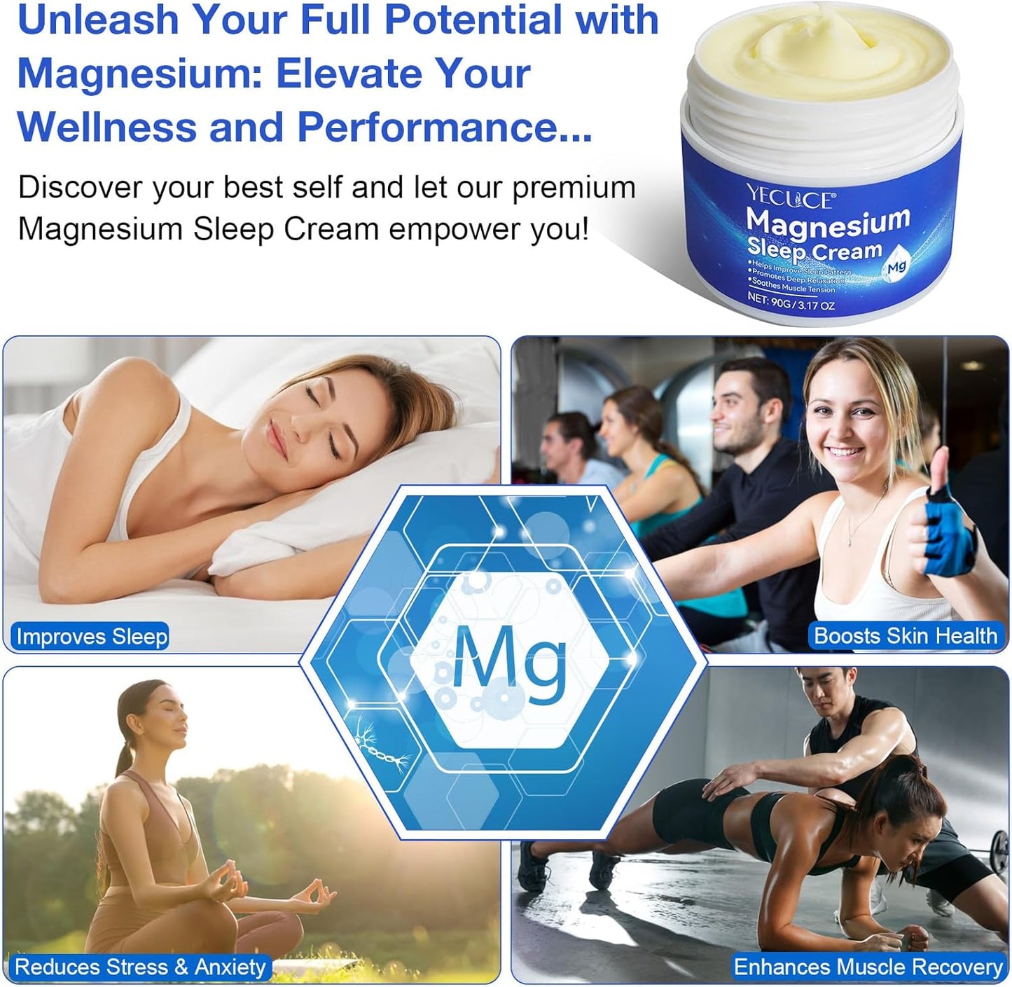 3.17 OZ Lemaymay Magnesium Oil Lotion Cream for Feet - Genuine Zechstein Topical Magnesium Chloride - Relieves Muscle Tension