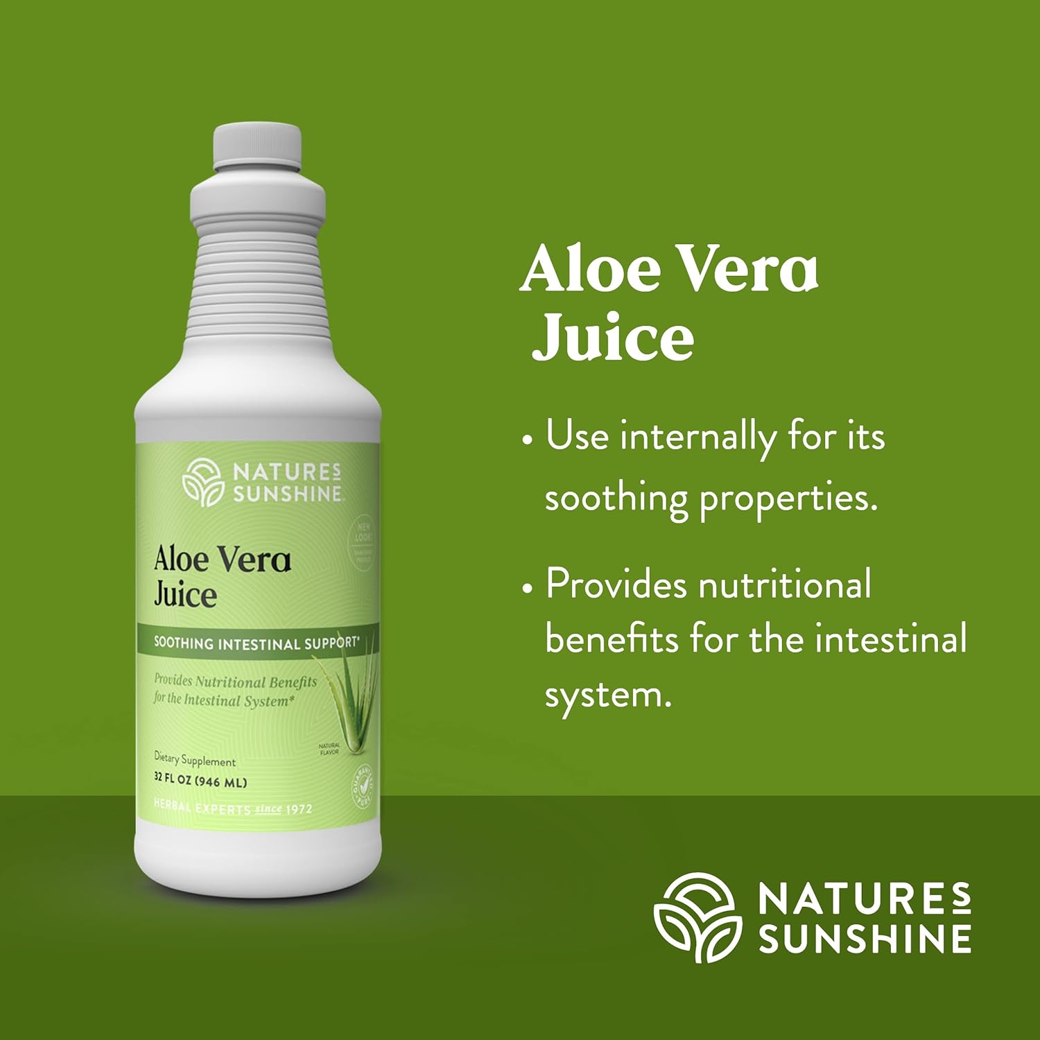 32 Fl Oz Nature's Sunshine Aloe Vera Juice - Pure and Natural Aloe Supplement