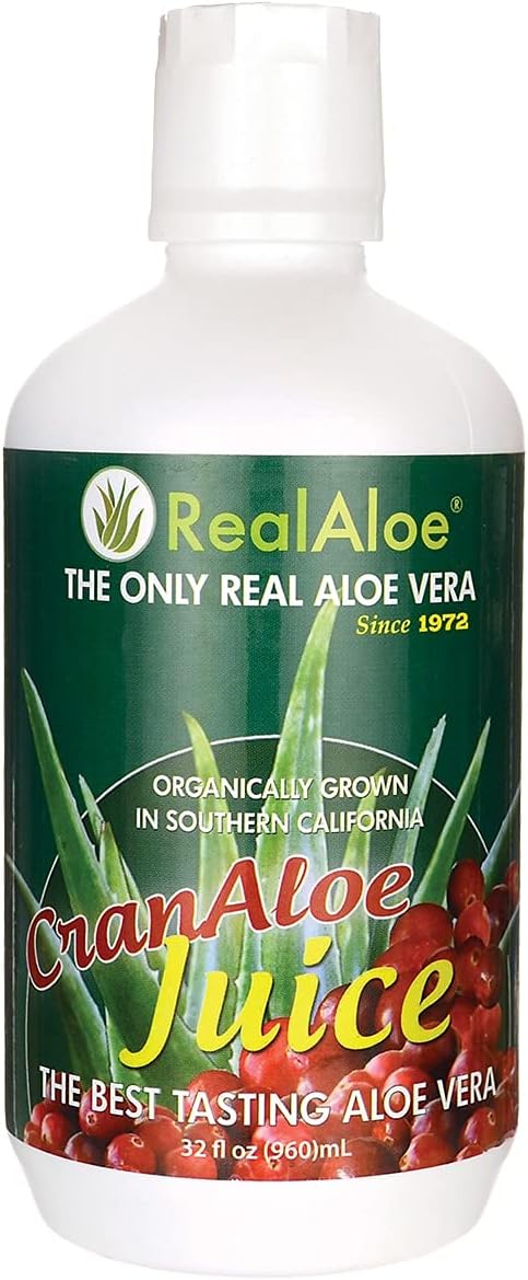 32 floz Real Aloe Organic CranAloe Juice with Aloe Vera and Cranberry Supplement - California Grown Since 1972