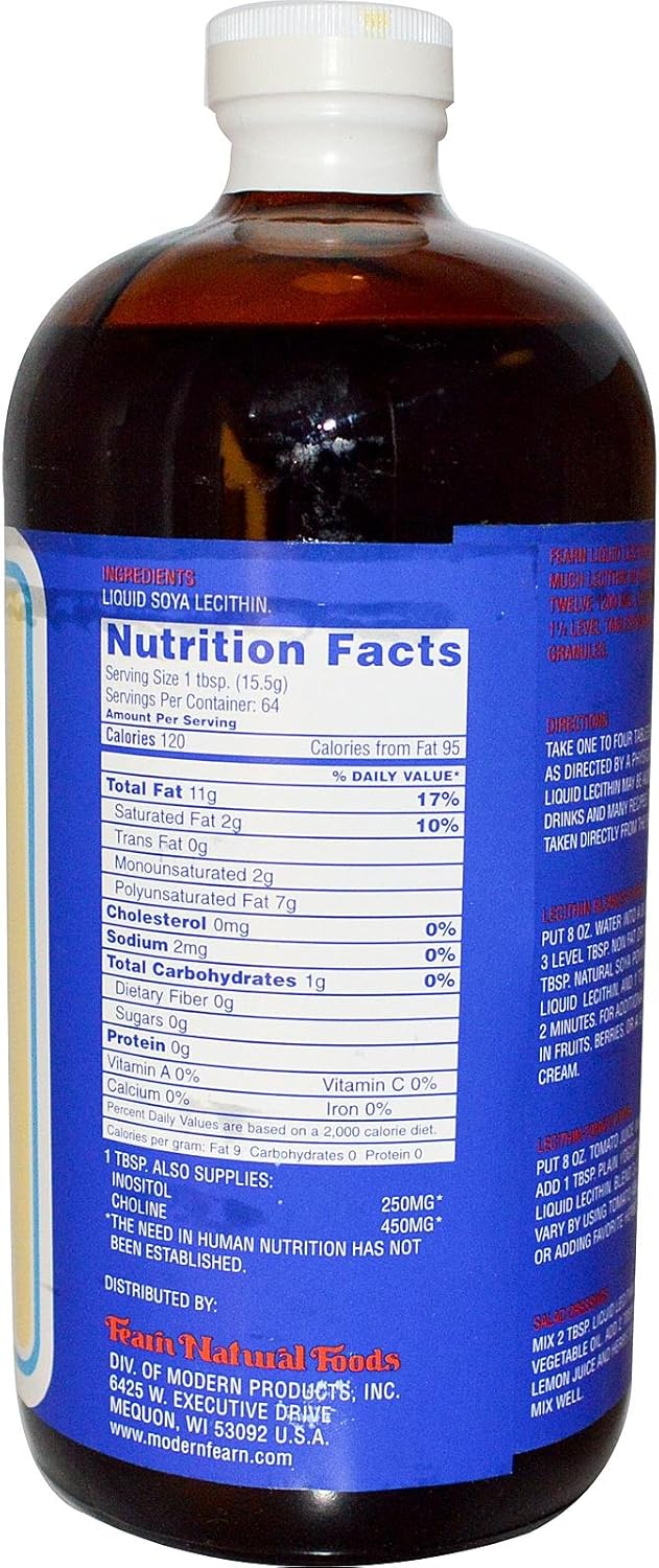 32 Ounce Fearn Lecithin Liquid Supplement for Wellness and Health