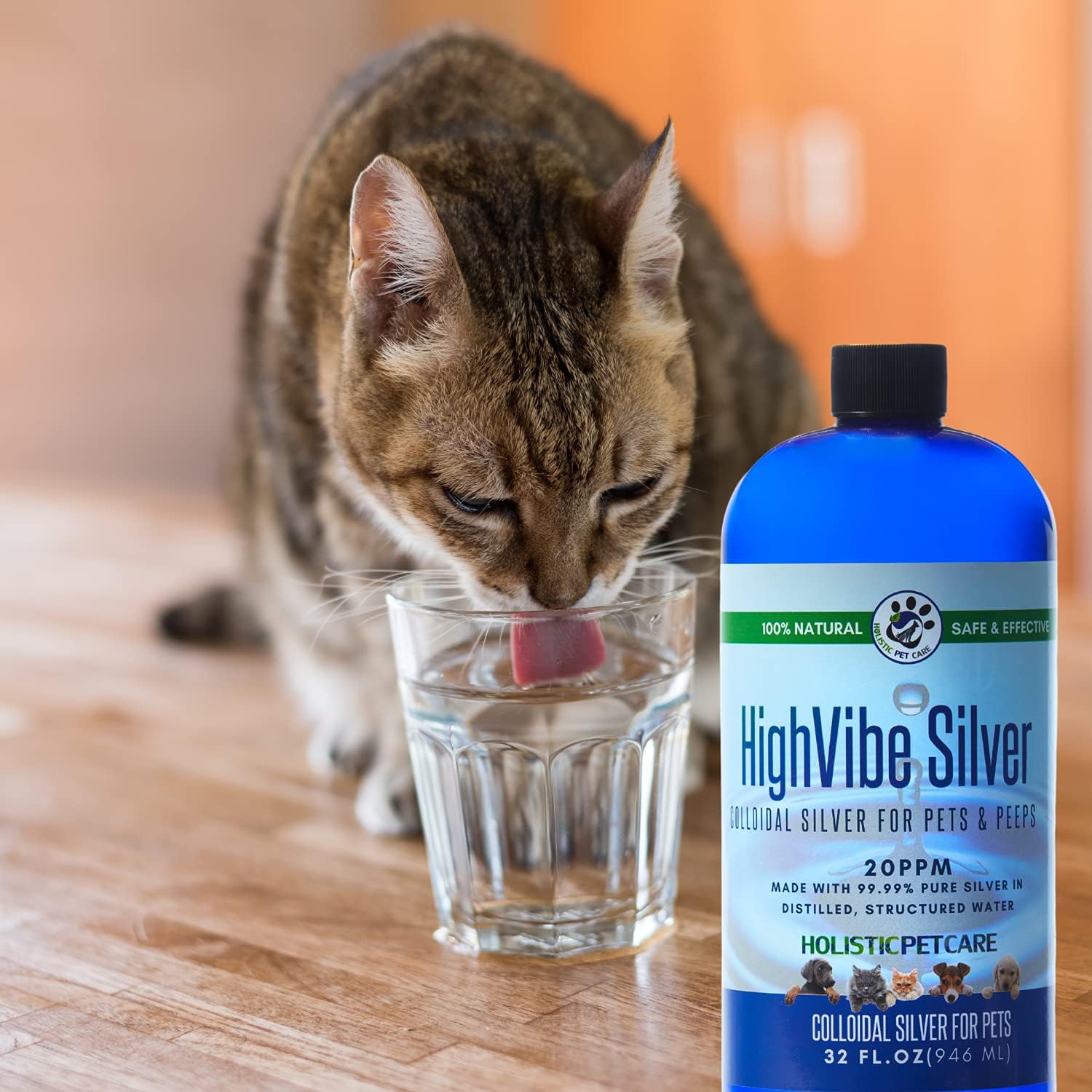 32 oz and 16 oz HighVibe Colloidal Silver for Pets - Boost Your Pet's Well-being with High-Quality Silver Solution