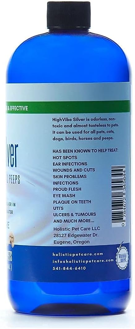 32 oz and 16 oz HighVibe Colloidal Silver for Pets - Boost Your Pet's Well-being with High-Quality Silver Solution
