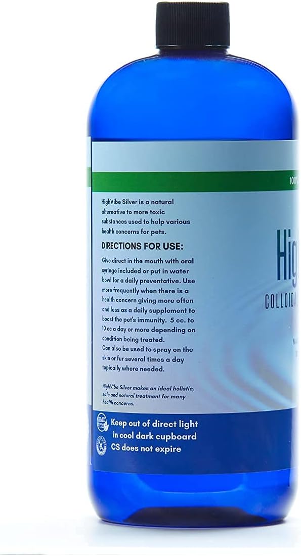 32 oz and 16 oz HighVibe Colloidal Silver for Pets - Boost Your Pet's Well-being with High-Quality Silver Solution