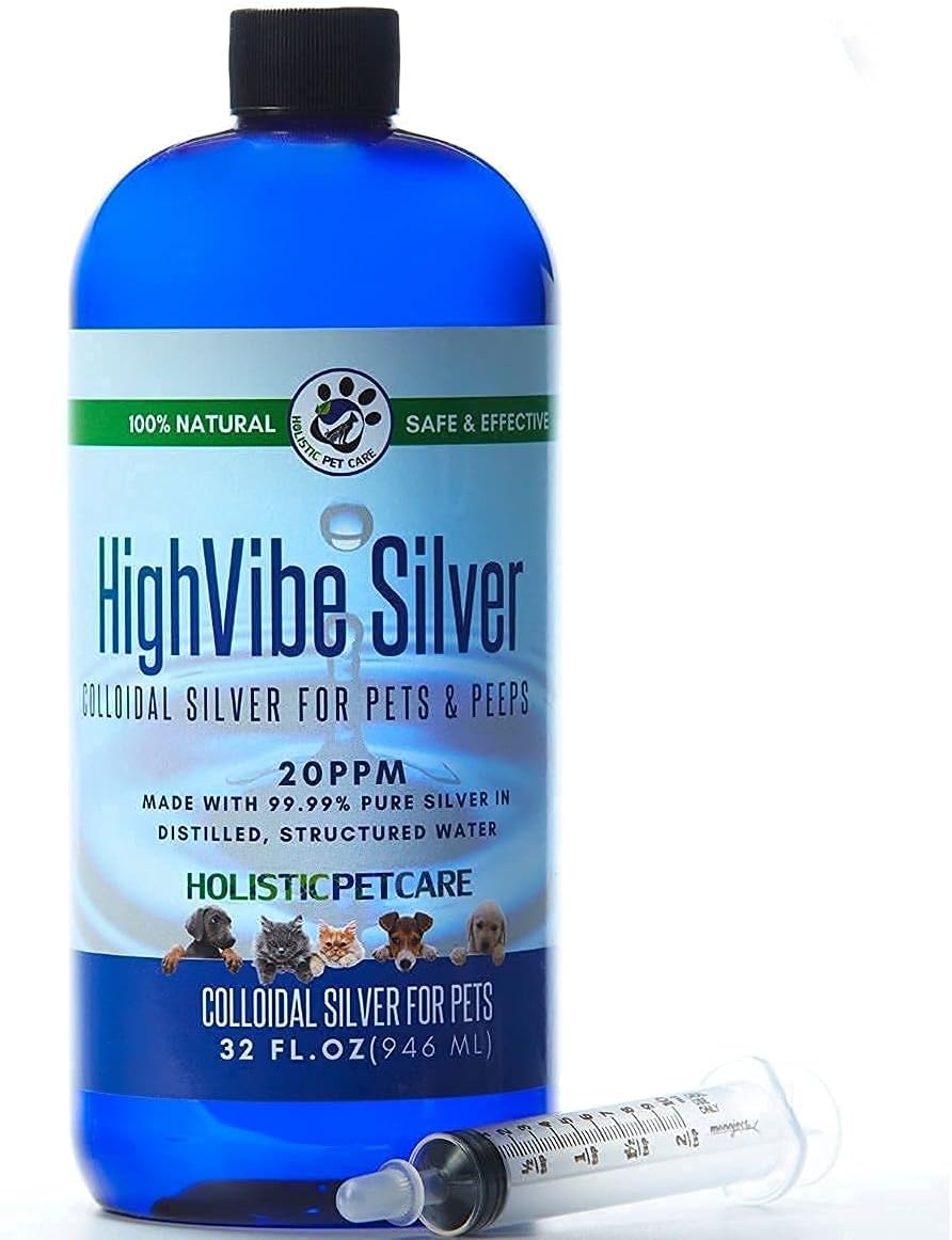 32 oz and 16 oz HighVibe Colloidal Silver for Pets - Boost Your Pet's Well-being with High-Quality Silver Solution