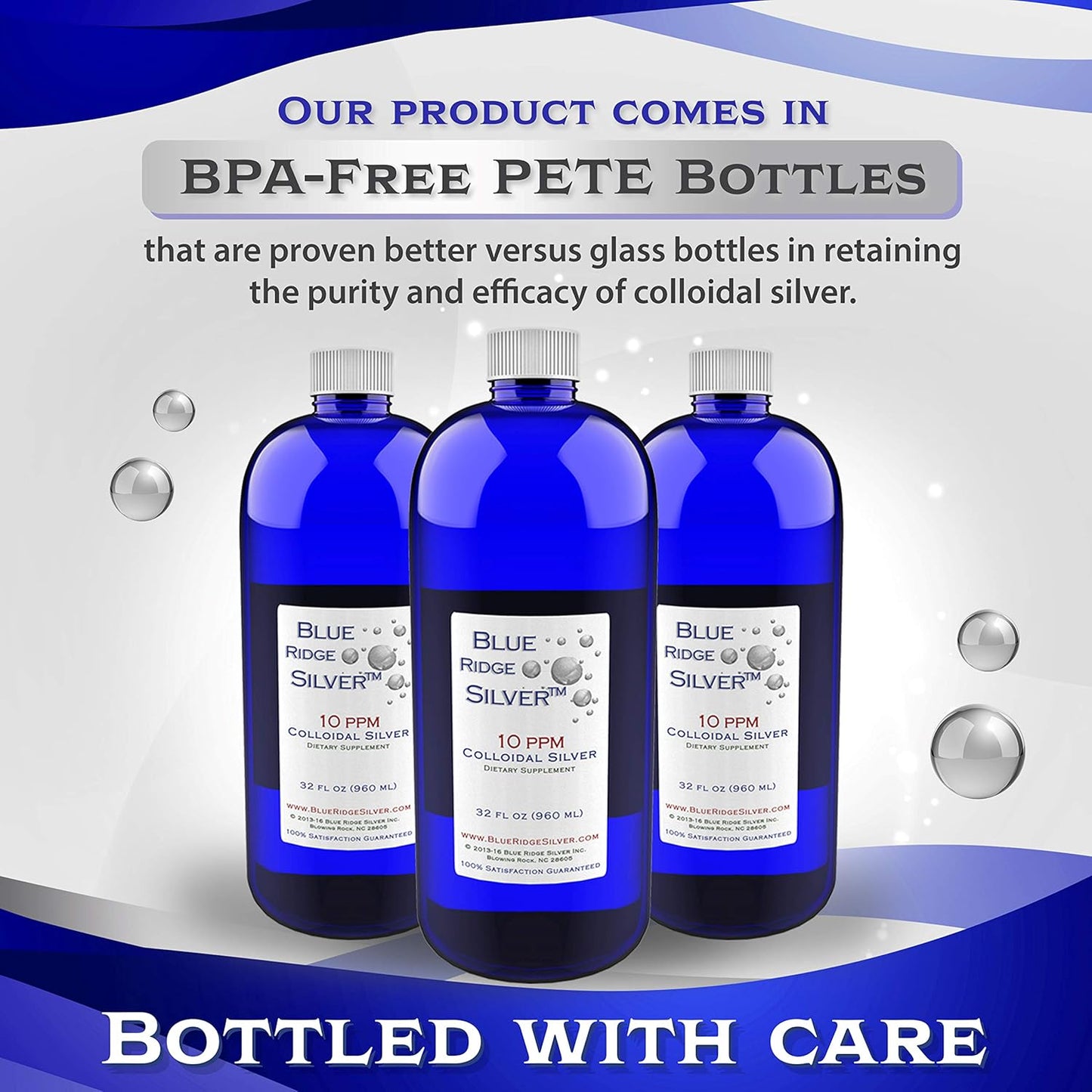 32 oz Blue Ridge Silver 10 ppm Colloidal Silver Supplement for Immune Support