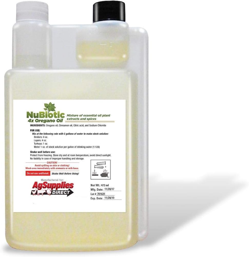 32 OZ Nubiotic 4X Concentrate Oregano Oil for Poultry - Chickens & Turkeys