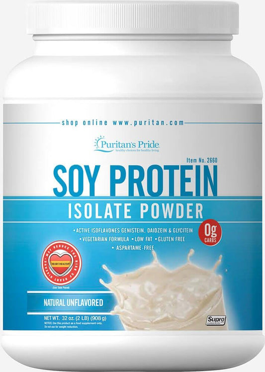 32 oz Puritan's Pride Soy Protein Isolate Powder - Natural Formula for Muscle Recovery and Weight Management