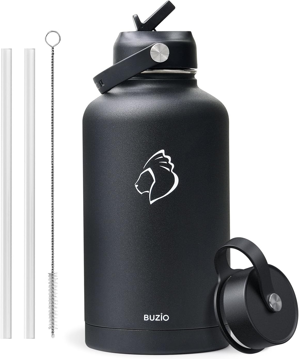 32 oz Stainless Steel Water Bottle with Straw Lid, Vacuum Insulated, Double Wall, Wide Mouth, Leak Proof - Black