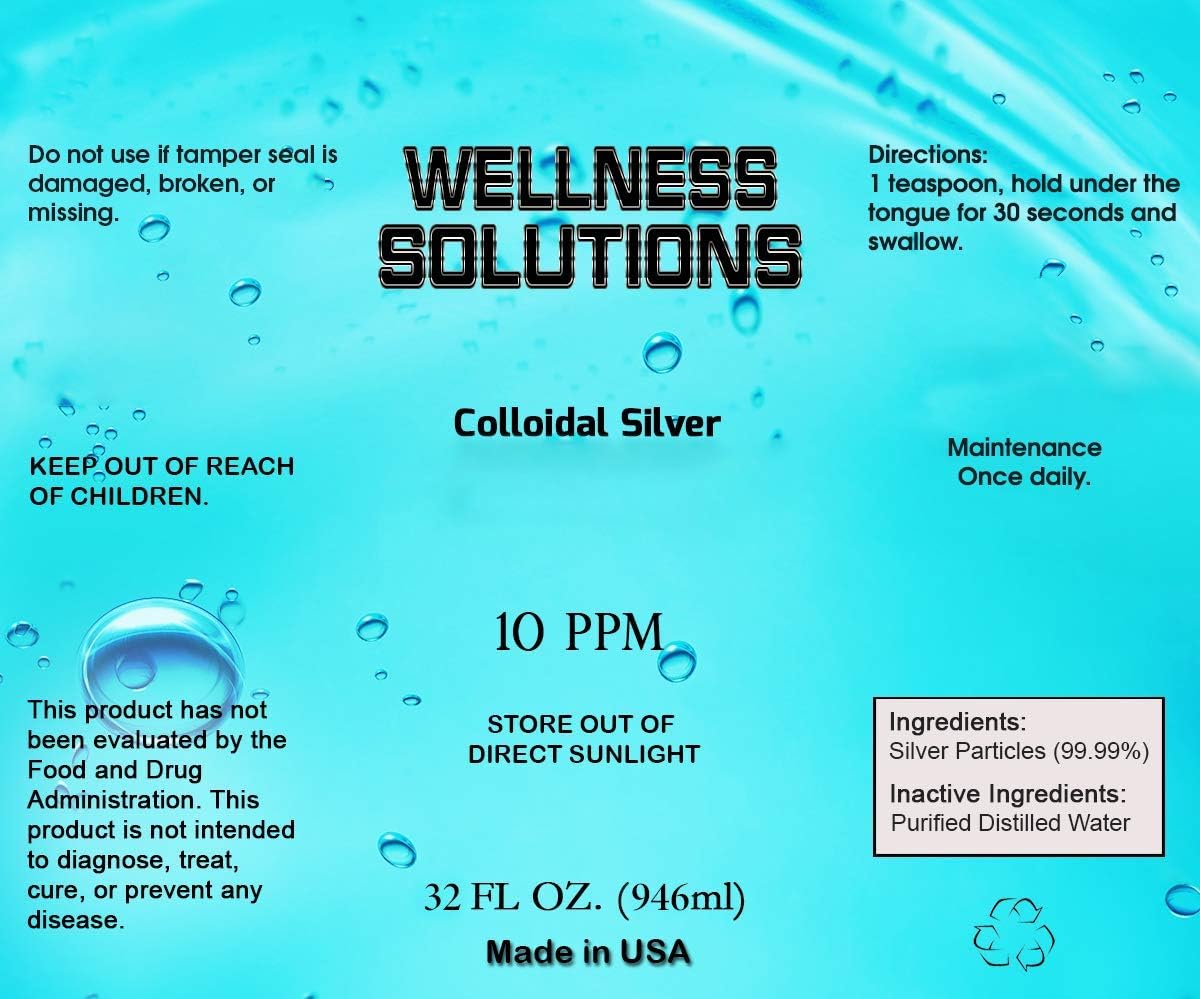 32 oz Vegan Gluten-Free Colloidal Silver Wellness Solution