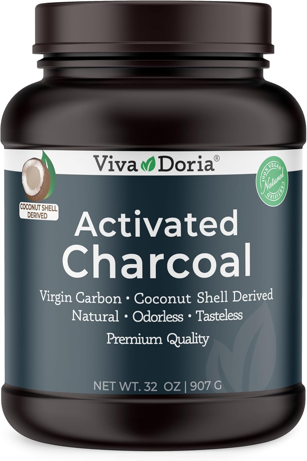 32 Oz Viva Doria Food Grade Virgin Activated Charcoal Powder - Coconut Shell Derived