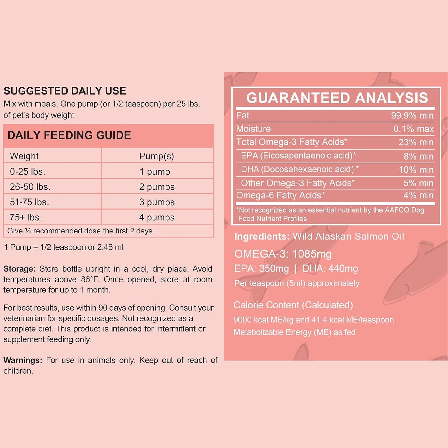 32 oz. Wild Alaskan Salmon Fish Oil for Dogs with Omega-3, 6, Vitamin D, EPA, DHA - Skin & Coat Support