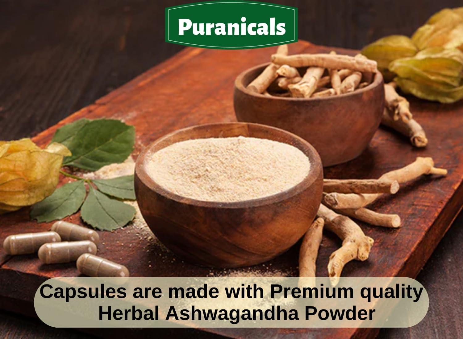 320 Capsules Puranicals Ashwagandha Premium: Non GMO, Gluten Free Herbal Supplement - 500mg Per Serving - 100% Pure Ashwagandha Powder