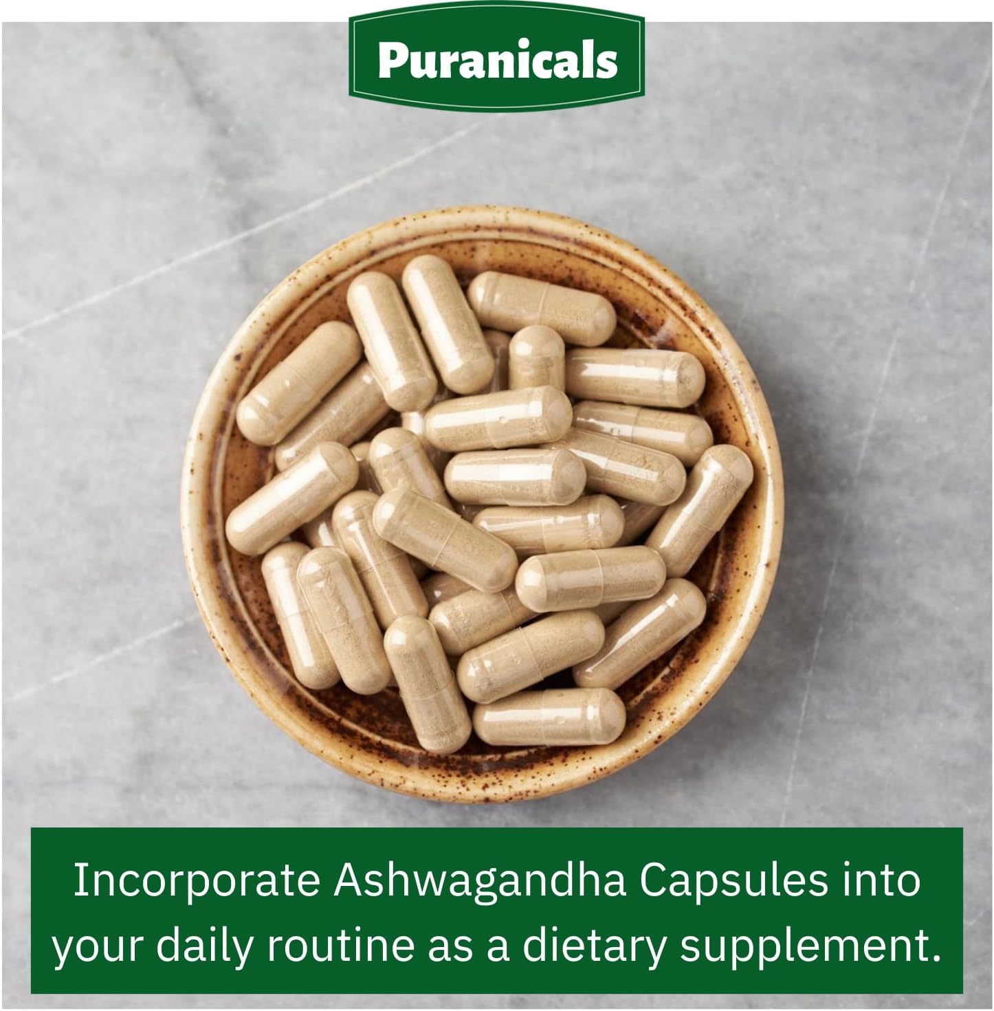 320 Capsules Puranicals Ashwagandha Premium: Non GMO, Gluten Free Herbal Supplement - 500mg Per Serving - 100% Pure Ashwagandha Powder