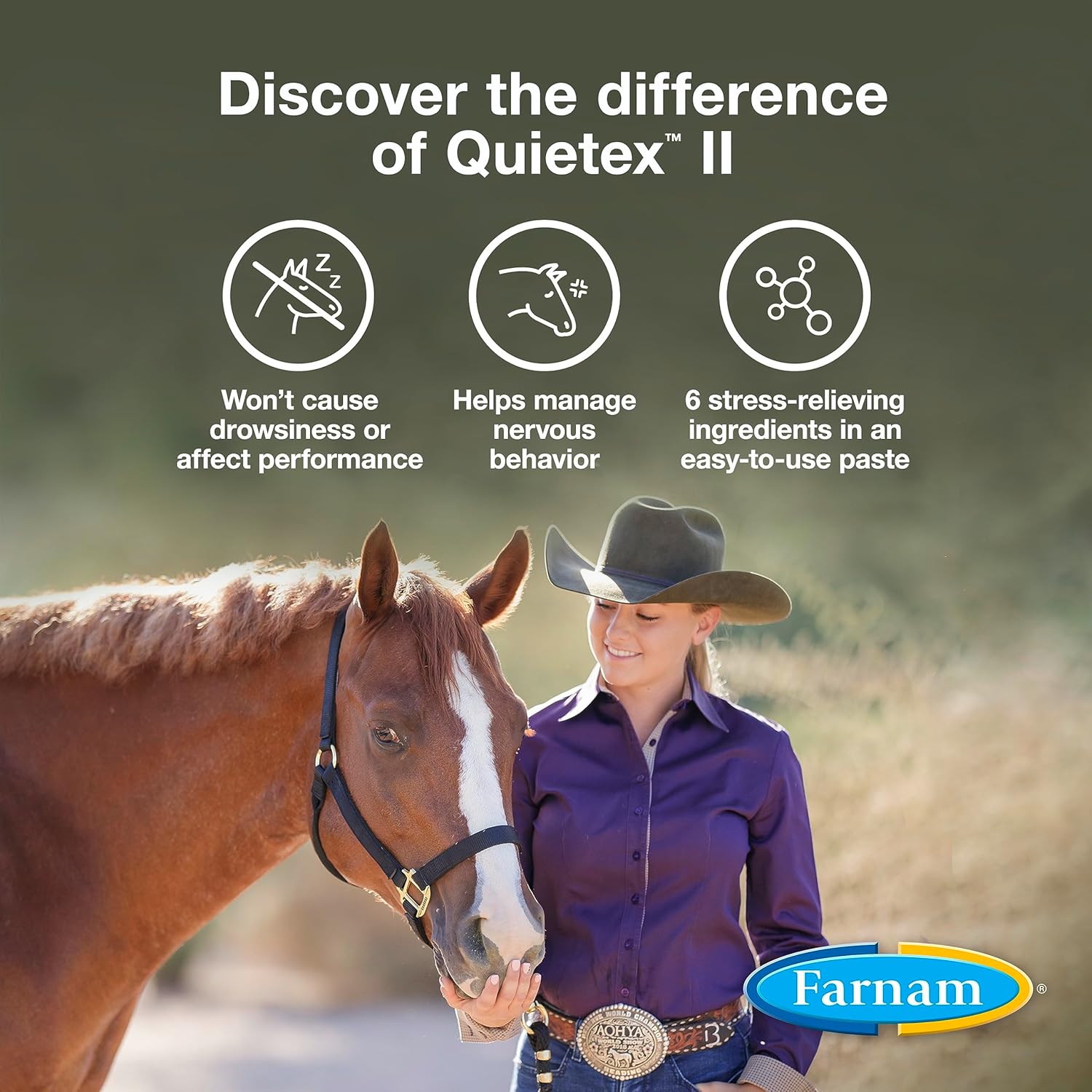 32.5 ml Farnam Quietex II Horse Calming Supplement Paste - Manage Nervous Behavior & Keep Horses Calm in Stressful Situations