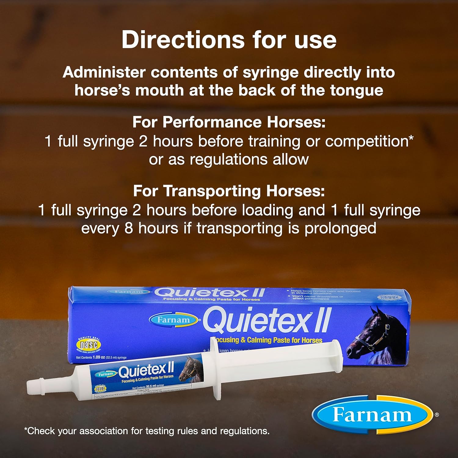 32.5 ml Farnam Quietex II Horse Calming Supplement Paste - Manage Nervous Behavior & Keep Horses Calm in Stressful Situations