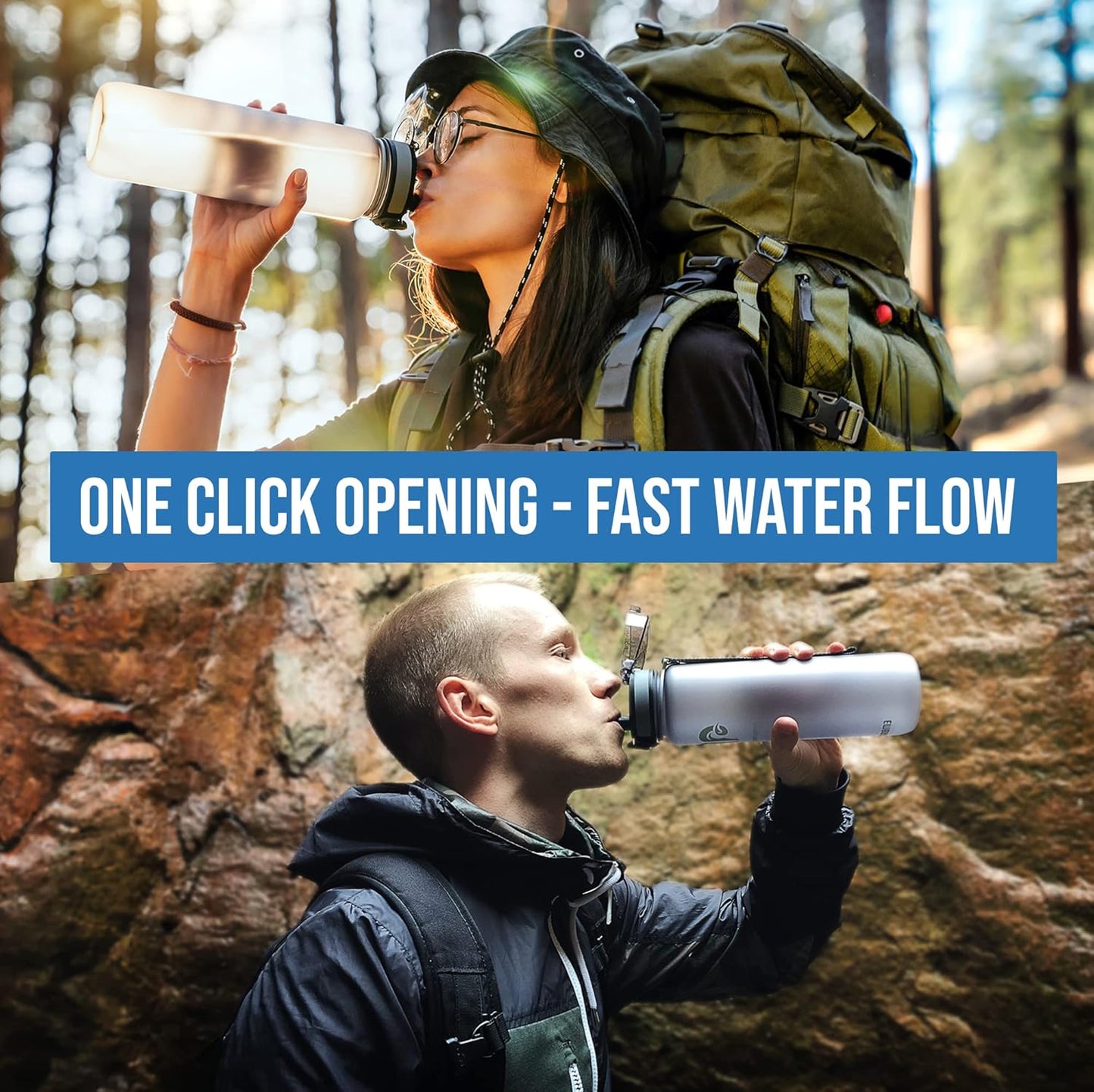 32oz Embrava Sports Water Bottle with Fast Flow Lid - BPA Free, Leakproof, Lightweight Tritan Plastic - Ideal for Fruit Infusion & Ice - Flip Top Cap