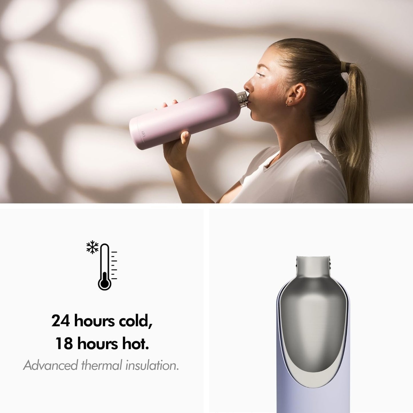32oz KIVY Stainless Steel Insulated Water Bottle - Leak Proof BPA-Free Metal Bottle for Gym - Slim Design with Screw Top Lid