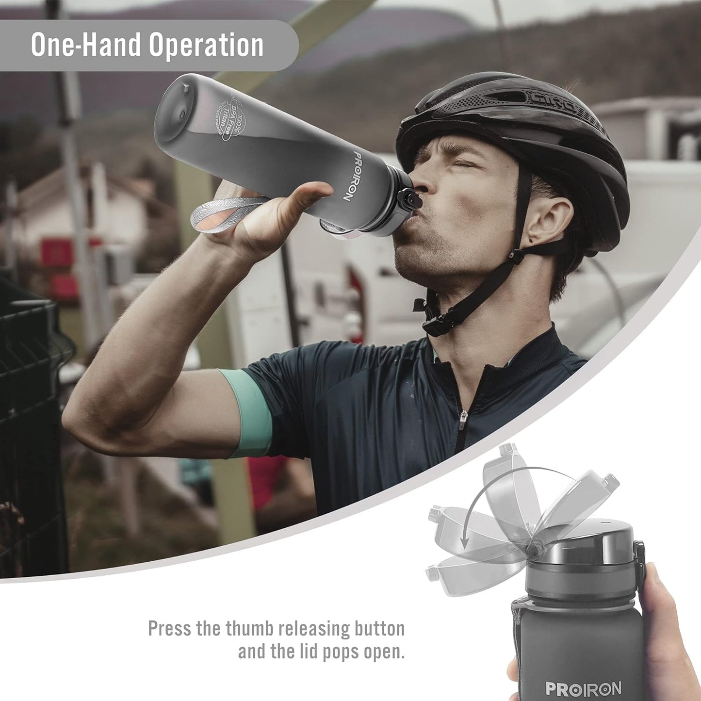 32oz Leak-Proof BPA-Free Water Bottle with Protein Shaker and Flip Top Lid for Fitness and Gym - PROIRON USA Tritan Material Bottle