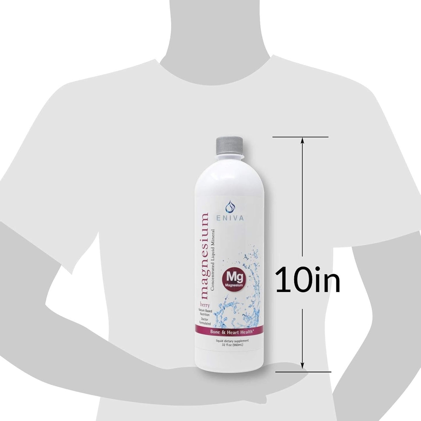 32oz Liquid Ionic Magnesium Supplement for Digestive Health, Muscle Energy & Bones - Doctor Formulated, Zero Calories & Sugar - Eniva Health
