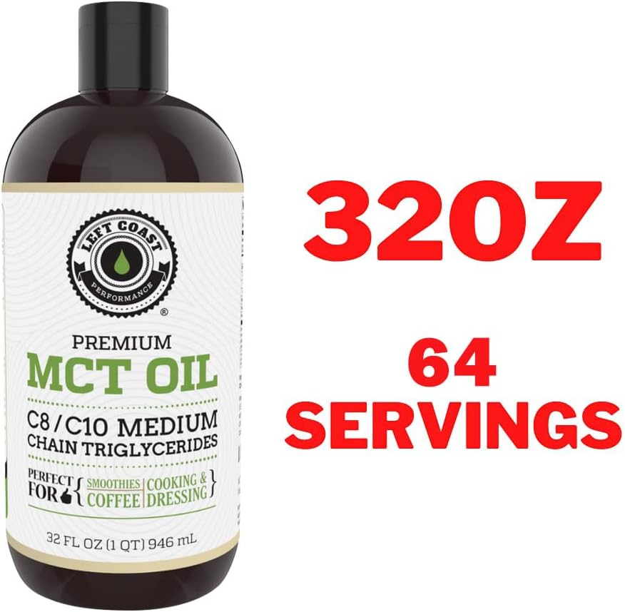 32oz Premium MCT Oil and 16oz Vanilla MCT + Collagen Powder Bundle by Left Coast Performance